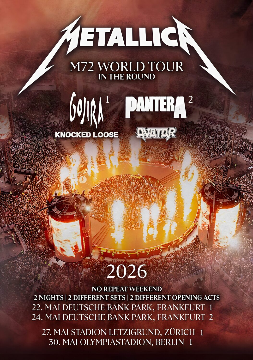 Metallica concert tour poster 2026–2027